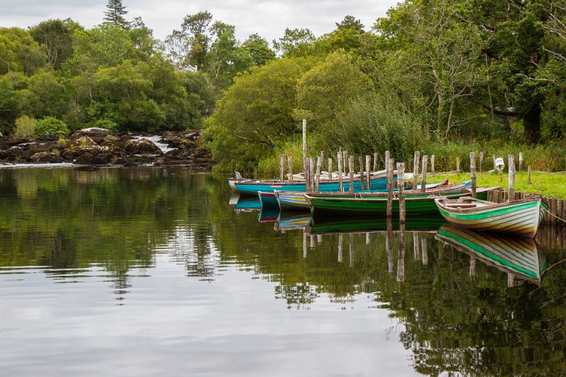 Boats at Upper Caragh Fishery beside Blackstones Bridge, County Kerry.jpg