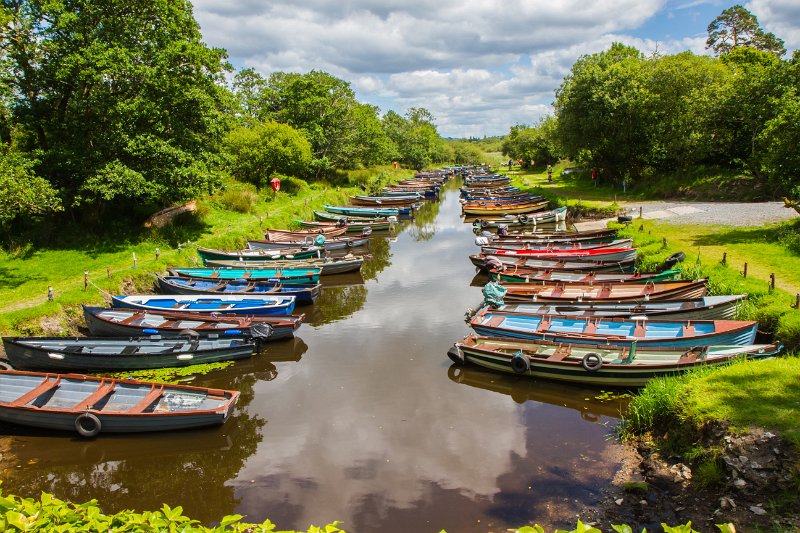 Boats lined up near Ross Castle, Killarney, Co. Kerry.jpg